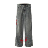 Striped Flame Red Jeans